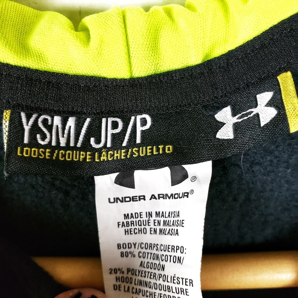 Under Armour | Black Neon Zip Hoodie Boys Small - Picture 3 of 4